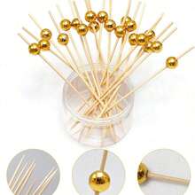 200/100/50/10 件水果签、白色、粉色、金色竹签、花签、水果烤肉串、创意艺术牙签、鸡尾酒装饰竹签、蛋糕和汉堡艺术叉，适用于饮料装饰和甜点签（生日、婚礼派对用品、商品）圣诞礼物 - 彩色 - 查看 5