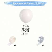 132 Pieces, White Balloon Wreath Arch Kit, White 5/10/12/18 Inch White Latex Balloon Arch Kit In Different Sizes, Perfect For Birthday Parties, Graduation Ceremonies, Wedding Decorations, Birthday Photo Props, Birthday Anniversary Party Scene Decoration Arrangements
