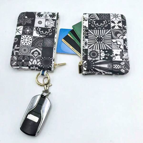 1 PC Of Women's Coin Purse, A New Bohemian-Style Simple Hand-Held Small Bag, Suitable For Storing Coins, Loose Change, Cards And Keys. A Simple And Personalized Ultra-Thin Coin Bag With Random Pattern Positions