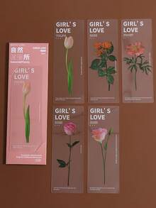 5入組花朵圖案書簽 - 紫色 - 查看 15