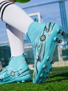 Teenagers' Sports Football Shoes, High-Top Ankle Support Football Shoes, Campus Student Boys & Girls Football Training Shoes, Football Match Specialized Shoes, Long Studs Anti-Slip, Good Foot Feel, Lightweight & Comfortable