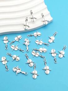 Mix 10/20/30 Pieces Of Alloy Antique Silvery Violin Series Pendant Accessories, Suitable For DIY Necklace, Earring, Keychain Jewelry Making Fashion Accessories.