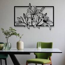 1pc Elegant Lily Flower Metal Wall Art, Abstract Outline Iron Decoration, Multipurpose Indoor/Outdoor Wall Hanging, Suitable For Housewarming, Holiday, Birthday Gifts, Collectible, Perfect For Garden Enthusiasts, Office, Living Room, Bedroom, Patio, Kitchen, Farmhouse Decor Room Decor Bedroom Decor Home Decor Wall Decor
