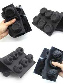 1 Khuôn silicon làm bánh pudding thạch tròn nhỏ, dụng cụ làm bánh brownie phủ xoài mâm xôi kiểu Pháp, khuôn làm bánh vỏ sò Madeleine chịu nhiệt, khuôn nến nhựa xà phòng thủ công tự làm - Nhiều màu - Xem 6