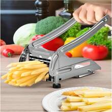 French Fry Cutter With 2 Blades, Stainless Steel Professional French Fry Cutter, French Fry Slicer, French Fry Cutter For Pressed Fries, Multifunctional Vegetable And Fruit Slicer Kitchen Tool, Holiday Gift
