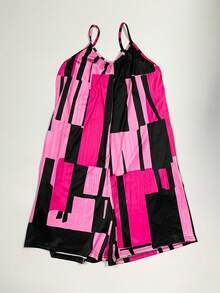 Mono sin mangas con estampado geométrico para mujer, adecuado para vacaciones y uso diario, verano - Rosa - Ver 8
