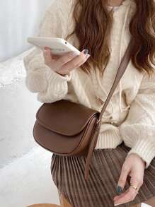 Nuevo bolso bandolera cruzado de estilo silla de montar de color contrastante, bolso pequeño vintage versátil para debajo del brazo