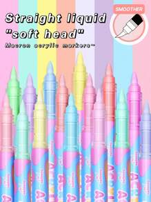 GuangNa 72 Color Skin Tone Macaron Color Scheme Direct-Liquid Acrylic Soft-Tip Marker Pens, Student Drawing/Painting/Doodling/Anime Character Skin Tone Colored Marker Pens, DIY Waterproof Art Markers For Clothes/Shoes/Glass/Stones