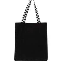 BARONG ART Clothing and Accessories Women's Ecobag 100% Cotton Black Brazil Rio Bag (Checkered Handle) - Black - View 3