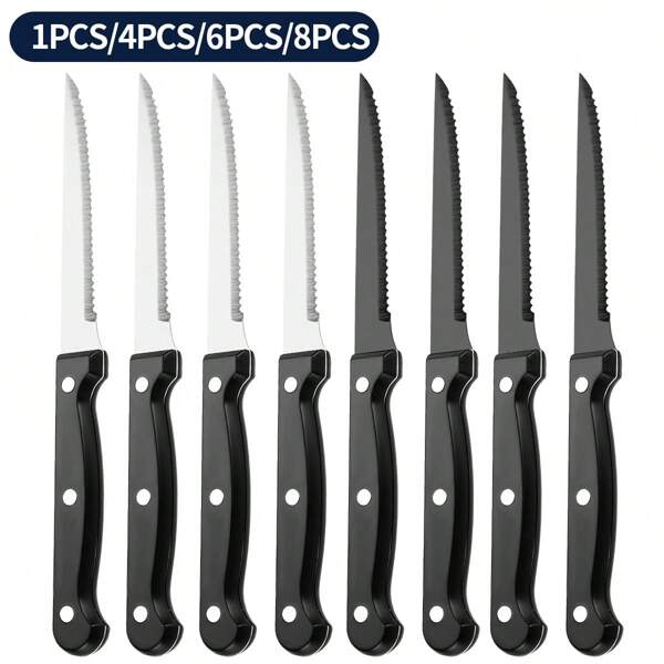 DINYWOWO 1/4/6/8 Stücke Edelstahl Steakmesser, Tomatenmesser - hochwertig er Edelstahl, scharf, geeignet für Gemüse, Obst und Brot, für Zuhause Mahlzeiten und Outdoor Picknicks, spülmaschinenfest