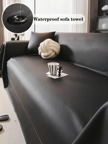 1pc Waterproof Sofa Cover - Soft Faux Leather Material, Washable, Suitable For Homes With Pets, Available In Grey And Brown