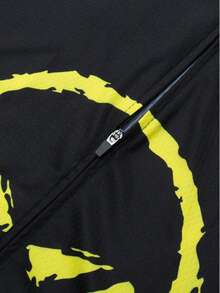 男士骑行套装 - 黑黄条纹笑脸领骑行服，搭配硅胶垫骑行短裤 - 采用涤纶混纺面料，适合四季运动、团队骑行、男子铁人三项赛事及骑行配件。夏季 - 黃色 - 查看 5