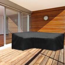4/2/1pc Waterproof L Shaped Garden Furniture Cover Heavy Duty Rattan Corner Outdoor Sofa - Black - View 4