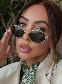 1 Pair Retro Round Metal Small Frame Fashion Glasses With Colored Lenses, Suitable For Outdoor Activities, Carnival, Parties, Fashion & Classic, Summer