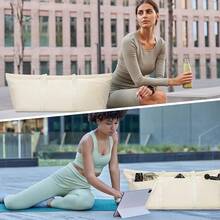 Bolsa para tapete de yoga con compartimento para zapatos y bolsillo húmedo, bolsa de gimnasio para pilates para mujeres y hombres con correa para sujetar el tapete de yoga, accesorios para entrenamiento - Beis - Ver 5