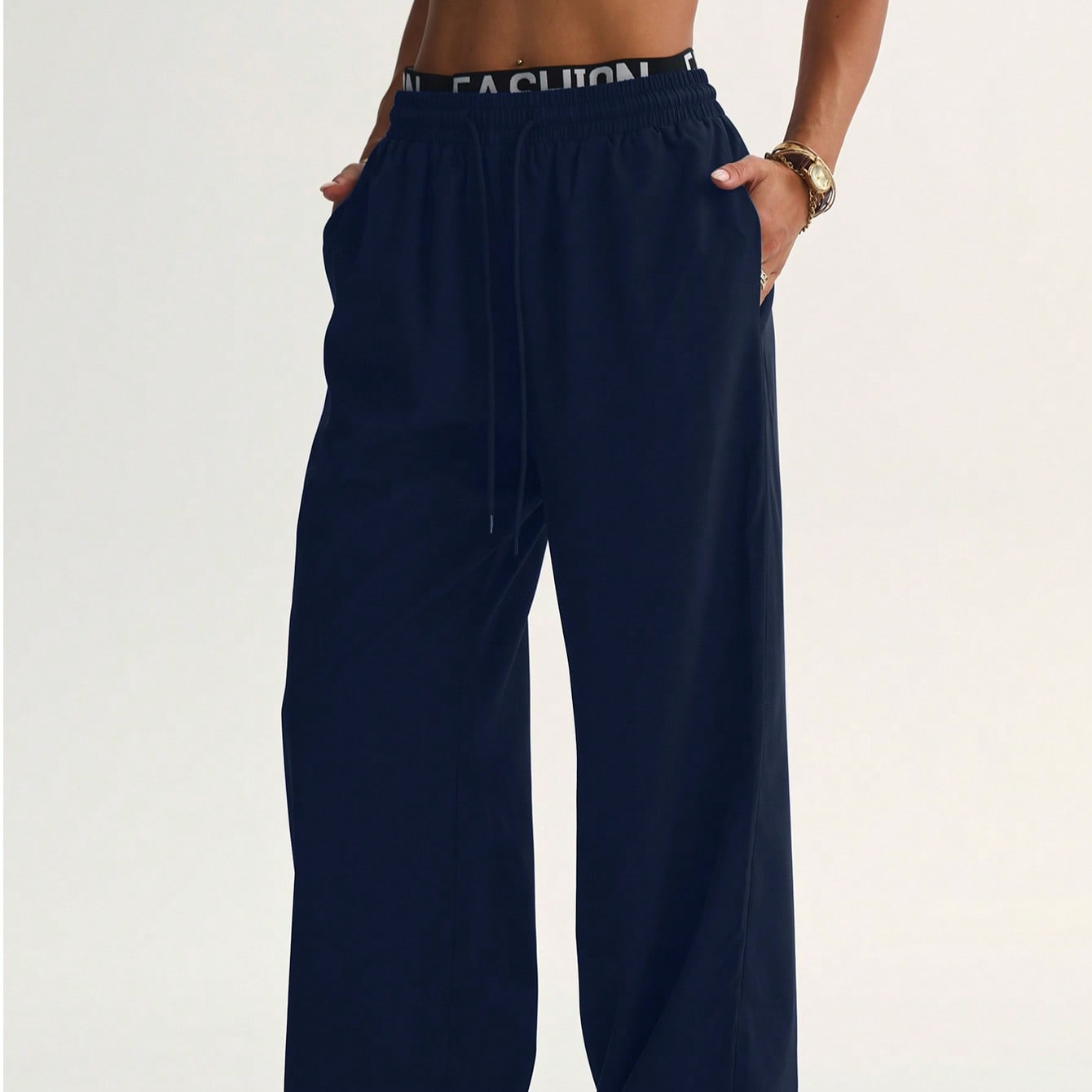 Pantalones joggers de pierna ancha tejidos para mujer - Pantalones de yoga de cintura alta, ajuste holgado, suaves y cómodos, pantalones deportivos c