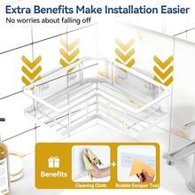 5 件装转角淋浴架，粘贴式淋浴收纳架，防锈不锈钢淋浴架，带 8 个挂钩，无需钻孔浴室收纳架和储物架，节省空间，适合返校季