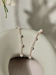 1 par de pendientes de perla para mujer, pendientes elegantes con colgante de mariposa, regalo de joyería para damas de honor, 1 par de pendientes largos de cadena de perla con borlas para mujer, joyería sofisticada para uso diario, 2 piezas set de pendientes vintage bohemios de perla con borla para mujeres y niñas (excluyendo tarjeta)