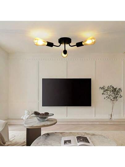 Nordic Ceiling Light, Simplistic Bedroom/Dining Room/Study Iron Art Hang Lamp, Bulbs Not Included view 3