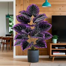 Set de 1/2 plantas artificiales moradas elegantes y grandes, plantas artificiales de violeta realistas, plantas verdes artificiales de violeta para exteriores, hojas moradas grandes y elegantes, perfectas para el hogar, escritorio de oficina y bodas, decoración interior/exterior, vegetación decorativa, plantas sin mantenimiento, planta artificial para exteriores, decoración de jardín, decoración del hogar - muchos - Ver 11