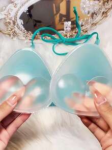 1 Pair Reusable Silicone Bra Inserts – Invisible Push-Up Pads For Swimwear & Lingerie, Soft Thickened Enhancers For Natural Bust Lift, Ideal For Bikinis, Dresses & Halter Outfits