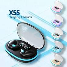X55 Mini Earphone Wireless Earphone Headphones Noise Reduction Sport Game Sleep Bluetooth Earbuds HIFI Stereo Music Headset Wireless Bluetooth Headphones Waterproof Noise-Proof LED Earbuds With Mic Wireless Headset Bluetooth Earphones