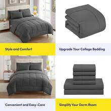 JIANGTAO-Dorm Room Essentials College Bedding Comforter Set 5 Piece Twin XL Size Bed In A Bag For College Students Boys And Girls, Twin XL, Navy Blue - 灰色 - 查看 6