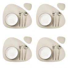 2/4/8件套米色餐垫和杯垫套装（餐垫+杯垫），三角形餐垫，桌面装饰餐垫，节日礼品餐垫套装（2件套包含1个餐垫+1个杯垫）（4件套包含2个餐垫+2个杯垫）（8件套包含4个餐垫+4个杯垫） - CD cream - 查看 2