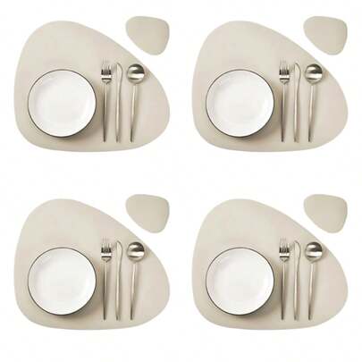 2/4/8 st beige bordsunderlägg och glasunderlägg (bordsunderlägg + glasunderlägg), triangelformad bordsunderlägg, bordsdekorationsbordsunderlägg, bordsunderläggsset för högtider (2 st inkluderar 1 bordsunderlägg + 1 glasunderlägg) (4 st inkluderar 2 bordsunderlägg + 2 glasunderlägg) (8 st inkluderar 4 bordsunderlägg + 4 glasunderlägg)