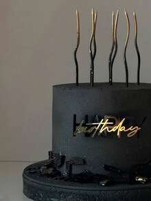 1/5pcs Happy Birthday Cake Topper Acrylic Birthday Cake Toppers Cup Cake Toppers Decoration Ornaments Gold&Black Letter Topper Cake Plug-In For Cake Baking Supplies Birthday Party Decorations - Multicolor - View 7