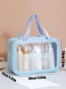 Borsa da viaggio estiva 4 in 1, organizer per articoli da toeletta impermeabile in PVC, bustina cosmetica, pochette da spiaggia, adatta per ombretti, assorbenti igienici, rossetti, cosmetici, eyeliner, gloss labbra, prodotti per la cura della pelle, essenziale per viaggi estivi, adatta per shopping, vacanze, casa, bagno, vacanze, spiaggia