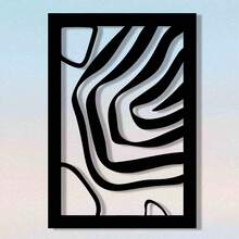 1 件抽象几何金属墙饰 - 黑白现代水平墙面雕塑，适用于客厅、卧室或教室 - 仅限室内的现代墙面装饰，适合节日或日常风格 - 黑色 - 查看 9