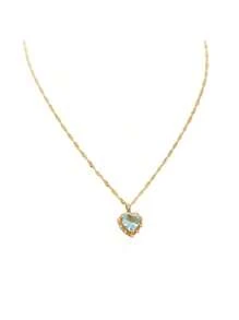 1pc CZ Fully Studded Heart Pendant Necklace, Women Unique Minimalist Choker Necklace