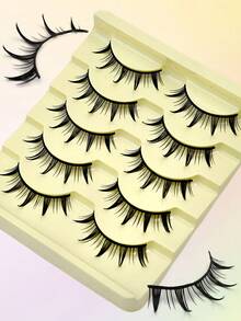Asiteo 5 Pairs Cartoon Style False Eyelashes, Lightweight & Fluttery Anime False Lashes, Natural Makeup Effect, Fluffy Spiky Doll Lashes, Cartoon Eyelashes - 尖尾漫畫款 - 查看 2