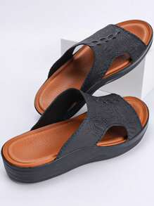 Plus Size Men Casual Fashion Slip-On Sandals, Comfortable Non-Slip Beach Slippers, Suitable For Fathers