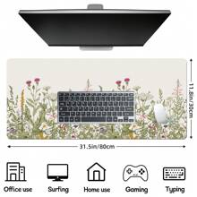 Large Vintage Floral Non-Slip Rubber Desk Mat - Cute Flowers Design Keyboard Pad For Office & Gaming, Soft Rubber Mousepad With Stylish Patterns For PC And Laptop Workspace, Computer Desk Mat
