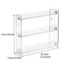 Estantería para pared de acrílico transparente multicapa - Organizador claro para cosméticos, cuidado de la piel, sombras de ojos y mascarillas faciales - Diseño ahorra espacio con varios compartimentos para cosméticos y artículos de belleza esenciales, instalación sin taladrar, organizador de cosméticos práctico - Multicolor - Ver 6