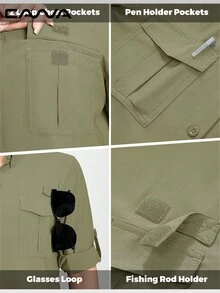 Cavva Women's Quick-Dry Water-Resistant Fishing Shirt Lightweight Breathable Mesh-Like Texture Slightly Loose Fit Convertible Roll-Up Sleeves 2 Hook-And-Loop Chest Pockets Rod Holder Patch Adjustable Button Cuffs Outdoor Hiking Casual - Mint Green - View 4