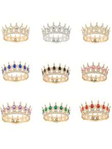 1 Stück eleganter Barock-Stil Diamant Tiara, luxuriöse Prinzessinnenkrone, glänzender runder Haarreif für Frauen, exquisites Hochzeits-Haaraccessoire, nicht waschbar, Schmuck für besondere Anlässe