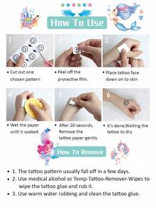 8 Sheets Glitter Mermaid & Unicorn Temporary Tattoo Stickers,Bling-Bling Cartoon Waterproof Unicorn Rainbow Bow Wings Mermaid Fairy Ocean Starfish Seahorse Coral Turtle Pattern,Birthday Party Favors,Gifts, Goodie Bags Fillers,Stocking StufferLasting 2-5 Days