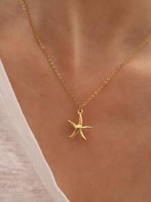 1 Collana stile oceano con stella marina, gioielleria in acciaio inossidabile, adatta per donne, vacanze, regali, uso quotidiano