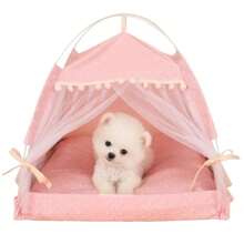 Pet Dog Tent House Floral Print Enclosed Tent Bed Indoor Folding Portable Comfortable Kitten Bed Kennel Small Pets