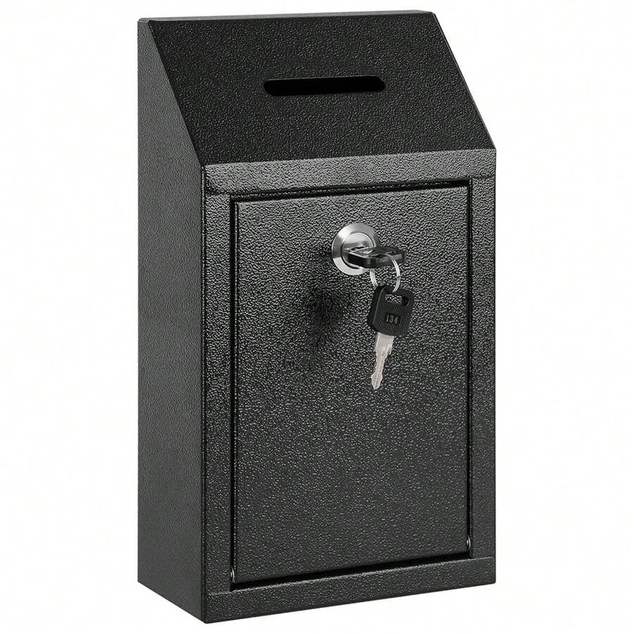 Caja de donaciones con ranura, caja de efectivo y sugerencias montada en la pared con llave, caja de recolección de caridad con cerradura, pequeña - Multicolor - Ver 1