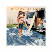 Homcomodar Outdoor Rug For Patio 180x270cm Plastic Straw Rugs Reversible Mats UV Resistant Camping Mat  Outdoor Rug For Balcony Picnic(Grass Green) - Blue/Grey - View 5