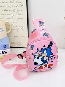 Bolsa con impresión de dibujos animados para niños, de diseño de moda y plateado, de construcción ligera y resistente, de gran capacidad, con un diseño dulce y lindo, ideal como regalo de vacaciones, cumpleaños, Navidad, para viajes, deportes al aire libre, para organizar tus esenciales con estilo.