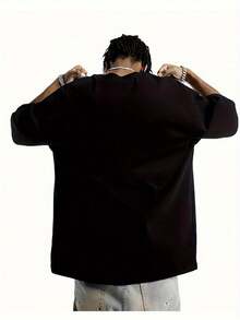 Camiseta de algodón para hombres con OHH NOOO!!!Impresión de texto - Cuello redondo casual, manga corta, ajuste holgado para verano, gimnasio y deportes al aire libre - Negro clásico - Negro - Ver 3