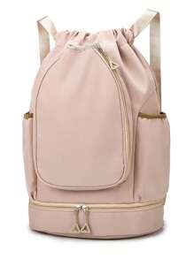1 pieza Mochila deportiva con separación de húmedo y seco, cierre de cordón, material de nailon, adecuada para natación, playa, vacaciones de verano, puede contener baloncesto, raqueta de bádminton, etc.