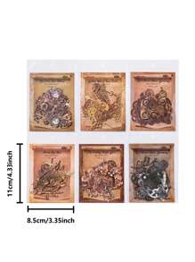 12 Peças/Pacote Adesivos Rígidos Ocos de Engrenagem de Relógio Vintage, Adesivos Decorativos de Artesanato DIY de Scrapbooking para Jornais, Álbuns, Artigos Escolares, De Volta às Aulas