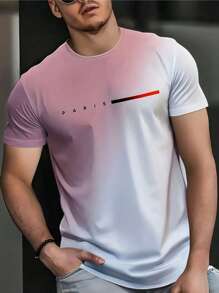 Men's Ombre Simple Graphic Print Round Neck Short Sleeve T-Shirt