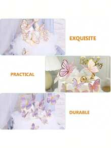 10/20Pcs Mixed Size Butterfly Cake Decorations, 3D Pink And Purple Butterfly Cupcake Decorations, Birthday, Wedding And Party Supplies, Baking Cake, Dessert, Appetizer, Snack Decorations, Butterfly Birthday Cake Decorations, Holiday Inserts, Combination Set